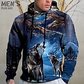 preiswerte Herren-Hoodies in großen Größen-Herren Übergröße Pullover mit Kapuze Sweatshirt Groß und hoch Tier Mit Kapuze Tasche Langarm Frühling &amp; Herbst Modisch Strassenmode Basic Komfortabel Freizeitskleidung Urlaub Oberteile