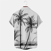 cheap Tropical Plants-Men&#039;s Coconut Tree Tropical Plants Shirt Summer Hawaiian Shirt Aloha Shirt Short Sleeves Shirt Turndown Tropical Fashion Hawaiian Outdoor Street Hawaiian Blue Purple Brown S M L