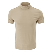 voordelige basis t-shirts-Voor heren T-shirt Coltrui Korte mouw Hoge nek Zomer Effen Stijlvol Modern eigentijds Comfortabel Vakantie Uitgaan Casual / Dagelijks Koffie Top T-shirt voor mannen