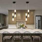 voordelige Cilinderontwerp-led hanglampen 2-lichts modern keukeneiland dimbaar led modern zwart goud mini hanglamp, slaapkamer nachtkastje zwart kleine hanglamp