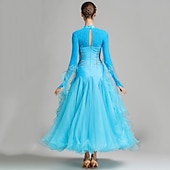 voordelige Ballroom danskleding-Ballroomdansen Kleding Borduurwerk Combinatie Kristallen / Bergkristallen Dames Prestatie Opleiding Lange mouw Netstof Spandex Organza