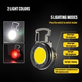 cheap Camping Lights &amp; Lanterns-Mini Flashlight Camping Light Lantern Super Bright COB Keychain Work Light Floodlight with Strong Magnet and Clip Waterproof