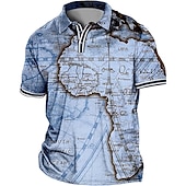 cheap Men's Plus Size Polo-Men's Plus Size Polo Shirt Big and Tall Map Turndown Print Short Sleeve Spring &amp; Summer Sports Fashion Streetwear Designer Outdoor Street Tops