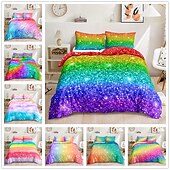 economico Set copripiumino-biancheria da letto 3d copripiumino con stampa arcobaleno set di biancheria da letto copripiumino con 1 copripiumino o copripiumino stampato ， 1 foglio ， 2 federe per letto matrimoniale / regina / re