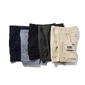 preiswerte Klassiker-Herren Cargo Shorts Kurze Hosen Shorts Kurze Hosen Multi Pocket Gerade geschnitten Bedruckt Einfarbig Komfort tragbar Knielänge Outdoor Täglich Sport Stilvoll Schwarz Blau