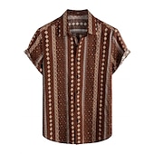 economico Modello etnico-Per uomo Tribale Vintage ▾ Etnico Camicia Camicia con bottoni Manica corta Tropicale Di tendenza Hawaiano Informale Per eventi Spiaggia Estate Primavera Collo ripiegabile Stampa Bottone giù Blu