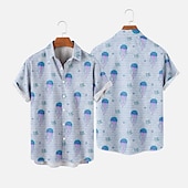 preiswerte Ozean-Druck-Herren Tier Tropisch Fische Hemd Hawaiihemd Sommerhemd Aloha-Shirt Kurze Ärmel Hemd Umlegekragen Tropisch Modisch Hawaiianisch Strasse Casual Hawaiianisch Rote Blau Grau S M L