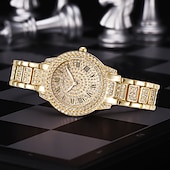 voordelige Quartz-horloges-Diamanten Cadeau voor Vrouwen Horloges Gouden Horloge Dames Polshorloges Luxe Merk Strass Cadeau voor Vrouwen Armband Horloges Vrouwelijke Relogio Feminino