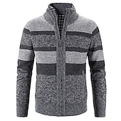preiswerte Herren Strickjacke-Herren Pullover Strickjacke Zip Pullover Reißverschluss Pullover Jacke Gerippt Stricken Strick Farbblock Ständer Modisch Casual Sport Freizeitskleidung Bekleidung Herbst Winter Marineblau Blau M L XL