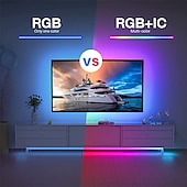 cheap WiFi&amp;Music Control-LED Strip Lights 1m-30m RGBIC WS2812b Bluetooth App Control Chasing Effect Lights Flexible Tape Diode Ribbon TV BackLight Room Decorate