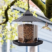 Недорогие наблюдение за птицами и дикой природой на заднем дворе-кормушки для птиц подвесная кормушка для птиц с защитой от белок пластиковая кормушка для семян птиц с шестиугольной крышей прозрачная кормушка для птиц на окне кормушки для мелких птиц кормушка для щеголовых вьюрок