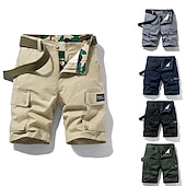 preiswerte Klassiker-Herren Cargo Shorts Kurze Hosen Shorts Kurze Hosen Multi Pocket Gerade geschnitten Bedruckt Einfarbig Komfort tragbar Knielänge Outdoor Täglich Sport Stilvoll Schwarz Blau