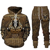 cheap Men&#039;s 3D Sweatshirt Sets-Men&#039;s Graphic Skull 2pcs 3D Sweatshirt Sets Tracksuit Hoodies Long Sleeve Long pants Hooded Streetwear Designer Basic Sports &amp; Outdoor Casual Sports Print Spring Fall Black Brown Light Grey