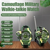abordables Jouets fantaisie-talkies-walkies montre 7-en-1 fonction espions montre jouets interphone jouet microphone intégré pour garçon filles 2pcs