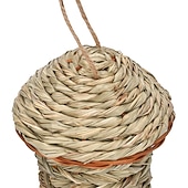 voordelige achtertuin vogels kijken en dieren in het wild-vogelhuisje voor buiten hangen, gras handgeweven vogelnest, kolibriehuis, natuurlijke vogelhut buiten, vogelhuisje voor kinderen, zangvogels huis