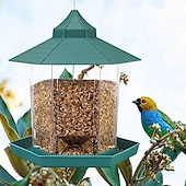 Недорогие наблюдение за птицами и дикой природой на заднем дворе-кормушки для птиц подвесная кормушка для птиц с защитой от белок пластиковая кормушка для семян птиц с шестиугольной крышей прозрачная кормушка для птиц на окне кормушки для мелких птиц кормушка для щеголовых вьюрок