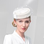 olcso Fascinatorok-sapka fejfedő 100% gyapjú svájcisapka meleg hálós sapka parti/esti alkalmi divat stewardess gyapjú sapka