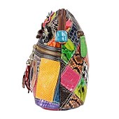 economico Borse a Tracolla-borsa a tracolla in pelle patchwork colorata da donna - borsa in stile bohémien con accenti floreali