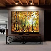 billiga Landskapsmålningar-handgjord handmålad oljemålning vägg modern abstrakt höst skog målning klappkniv konst canvas målning heminredning dekor rullad duk ingen ram osträckt