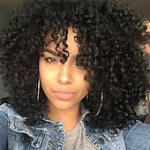 economico Parrucche trendy sintetiche-parrucche afro ricci biondi per donne nere parrucche afro bionde ombre anni &#039;70 per donne parrucche ricci crespi anni &#039;70 biondo mixd marrone