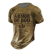 Men's Graphic Letter T Shirt Tee Casual Style Classic Style Short Sleeve T shirt 3D Print Crew Neck Shirt Vintage Outdoor Casual Daily Khaki Spring & Summer Clothing Apparel S M L XL 2XL 3XL3