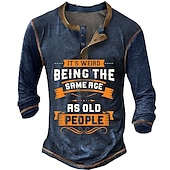 abordables Mots drôles-Homme Graphic Lettre Chemise Henley Shirt Tee manche longue 3D effet Mode Design Confortable Extérieur Casual du quotidien Printemps &amp; Automne Noir bleu marine Henley T-shirt Henley