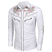 economico camicie western da uomo-Per uomo Rosa Stampe astratte Camicia Camicia occidentale Camicia da cowboy Manica lunga Di tendenza Streetwear Originale Esterno Giornaliero Autunno inverno Collo ripiegabile Stampa Bottone giù Nero