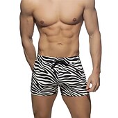 billiga Herrboxers-Herr 1-pack Boxershorts Badkläder Snörning Mönster Polyester Andningsfunktion Mjuk Färgblock Medium Midja Svart