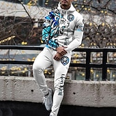 baratos Conjunto de Moletom 3D Masculino-Homens Gráfico Animal 2pcs Conjuntos de moletom 3D Moletom Moletons Manga Longa Calças compridas Com Capuz Roupa de rua Designer Básico Desportos e Ar livre Casual Esportes Zíper Primavera Outono