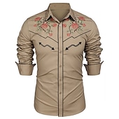 economico camicie western da uomo-Per uomo Rosa Stampe astratte Camicia Camicia occidentale Camicia da cowboy Manica lunga Di tendenza Streetwear Originale Esterno Giornaliero Autunno inverno Collo ripiegabile Stampa Bottone giù Nero
