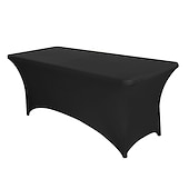 preiswerte Abdeckungen für Gartenmöbel-Stretch-Spandex-Tischdecke für Standard-Klapptische - universeller rechteckiger Tischdeckenschutz für Hochzeit, Bankett und Party