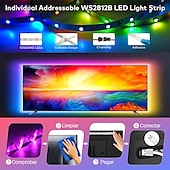 cheap WiFi&amp;Music Control-LED Strip Lights 1m-30m RGBIC WS2812b Bluetooth App Control Chasing Effect Lights Flexible Tape Diode Ribbon TV BackLight Room Decorate