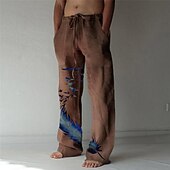 お買い得  クラシック-男性用 ズボン サマーパンツ ビーチパンツ ポケット ドローストリング 弾性ウエスト フェザー 高通気性 ライトウェイト 全長 カジュアル 日常 カジュアル ズボン ホワイト ネイビーブルー マイクロエラスティック