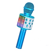 baratos Microfones-Microfone de karaokê infantil microfone de karaokê sem fio com luz led para meninas 3-12 anos brinquedos de presente de natal para crianças