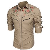 economico camicie western da uomo-Per uomo Rosa Stampe astratte Camicia Camicia occidentale Camicia da cowboy Manica lunga Di tendenza Streetwear Originale Esterno Giornaliero Autunno inverno Collo ripiegabile Stampa Bottone giù Nero