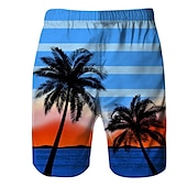 cheap Tropical Plants &amp; Flowers-Men&#039;s Coconut Tree Graphic Prints Swim Trunks Swim Shorts Board Shorts Mid Waist Hawaiian Boho Casual Daily Holiday Drawstring with Mesh lining Elastic Waist Designer Clothing Apparel
