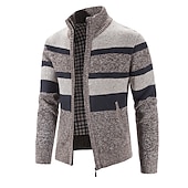 preiswerte Herren Strickjacke-Herren Pullover Strickjacke Zip Pullover Reißverschluss Pullover Jacke Gerippt Stricken Strick Farbblock Ständer Modisch Casual Sport Freizeitskleidung Bekleidung Herbst Winter Marineblau Blau M L XL