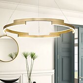 abordables Design Anneau et Rond-80 cm cercle pendentif lumière or lustre de luxe en aluminium anodisé LED moderne