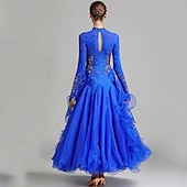 voordelige Ballroom danskleding-Ballroomdansen Kleding Borduurwerk Combinatie Kristallen / Bergkristallen Dames Prestatie Opleiding Lange mouw Netstof Spandex Organza