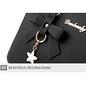 abordables Cabas et fourre-tout-Femme Sac à main Sac bandoulière Cartable Sac à Poignée Supérieure faux cuir Bureau du quotidien Rendez-vous Noeud Couleur unie Vin Noir Rose dragée