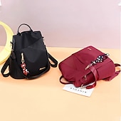 abordables Sacs à dos de Collège-Femme sac à dos Sac d&#039;Ecole Cartable sac à dos Extérieur du quotidien Couleur unie Oxford Ajustable Etanche Pendentif Noir Rouge Bleu