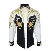 Men's Floral Graphic Prints Shirt Western Shirt Cowboy Shirt Long Sleeve Fashion Streetwear Designer Outdoor Daily Fall & Winter Turndown Print Button-Down Yellow4