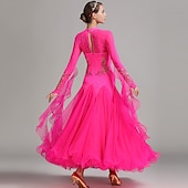 voordelige Ballroom danskleding-Ballroomdansen Kleding Borduurwerk Combinatie Kristallen / Bergkristallen Dames Prestatie Opleiding Lange mouw Netstof Spandex Organza