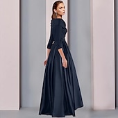 preiswerte Bodenlänge-A-Linien Mutter der Braut Kleid Smoking Kleid Hochzeitsgast Elegant Hoch-Niedrig Süß Spaghetti-Träger Asymmetrisch Tee Länge Satin 3/4 Länge Ärmel mit Falten kostenlose Maßanfertigung