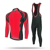 cheap Men&#039;s Clothing Sets-Men&#039;s Cycling Jersey with Bib Tights Long Sleeve Mountain Bike MTB Road Bike Cycling Winter Black Yellow Red Bike Pants / Trousers Jersey Bib Tights Thermal Warm Fleece Lining Windproof 3D Pad