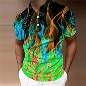 preiswerte Geometrisches Poloshirt für Herren-Herren Grafik Poloshirts Golfshirt Kurzarm Polo-Shirts Hemden mit Kragen Lässig Urlaubskleidung Rave-Kleidung Party-Outfits Knöpfe 3D-Druck Hellgrün Rote Blau