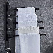 abordables Barres repose-serviettes-Porte-serviettes Mural, Porte-Serviettes en Acier Inoxydable Pivotant 2 à 5 bras, Rotatif à 180°, Porte-Serviettes Mural, pour Cuisine, Toilettes, Vestiaire et Salle de Bain, Noir
