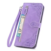 olcso Samsung-tokok-telefon Ügy Kompatibilitás Samsung Galaxy S23 S22 S21 S20 Ultra Plus FE A54 A34 A14 A73 A53 A33 S10 Plus A32 A52 A13 A51 S25 Ultra Pénztárca kártya tok Flip Cipzár csuklópánttal Egyszínű PU bőr