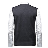 baratos colete de camisolas masculinas-Homens Suéter Colete de moletom Suéteres sociais masculinos Pulôver Estriado Tricotar Tricotado Xadrez Decote V à moda Casual Roupa Diária Férias Roupa Primavera &amp; Outono Camelo Vinho M L XL