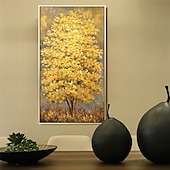 tanie Obrazy z kwiatami/roślinami-100% ręcznie malowane duży nowoczesny obraz olejny na płótnie złote drzewo obrazy do domu salon wystrój hotelu wall art picture walcowane bez ramki!